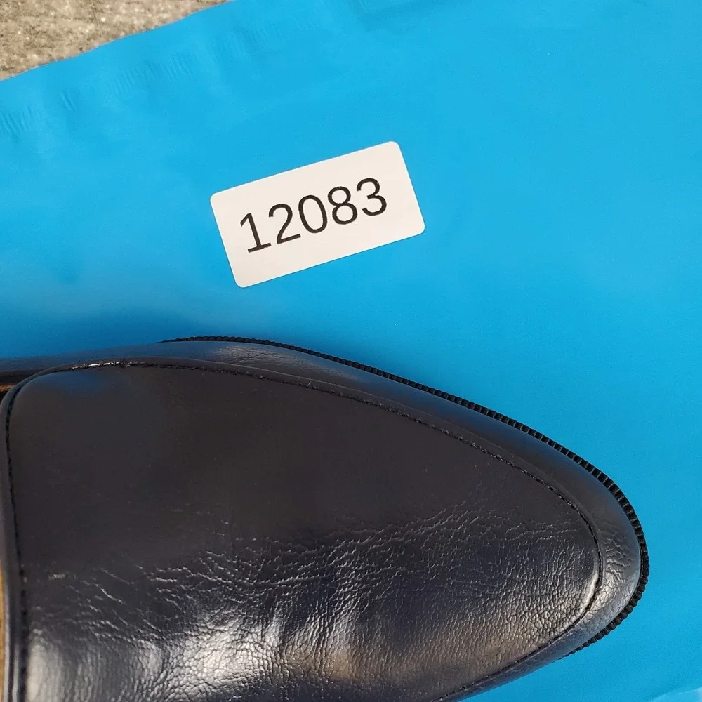 LifeStride Devyn Womens Loafers Sz 6.5 M Navy Faux Leather Slip On Block‎ Heel